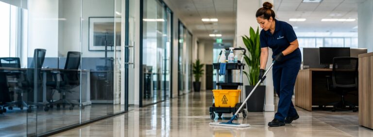 Professional janitorial cleaning services in a Phoenix office building